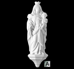 SYNTHETIC MARBLE VIRGIN OF CARMEN WITH PEDESTAL SILVERY FINISHED
